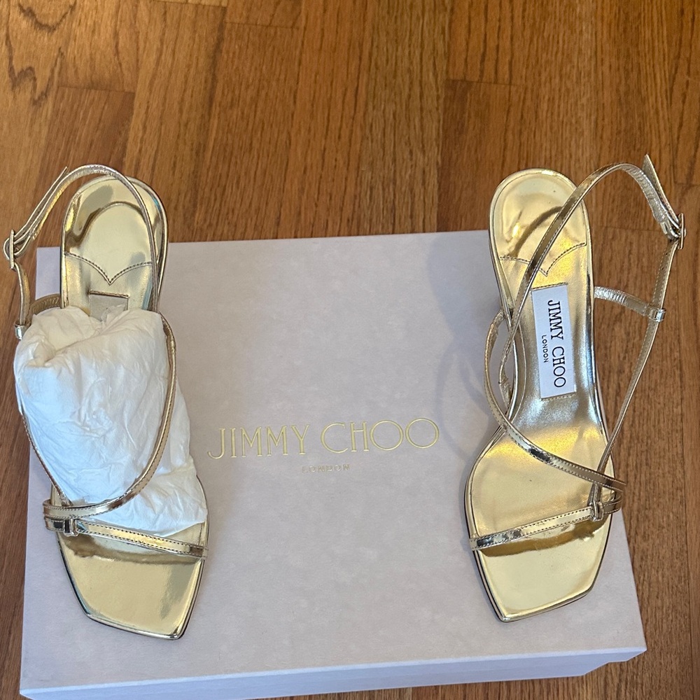 Jimmy Choo Metallic Gold Heels